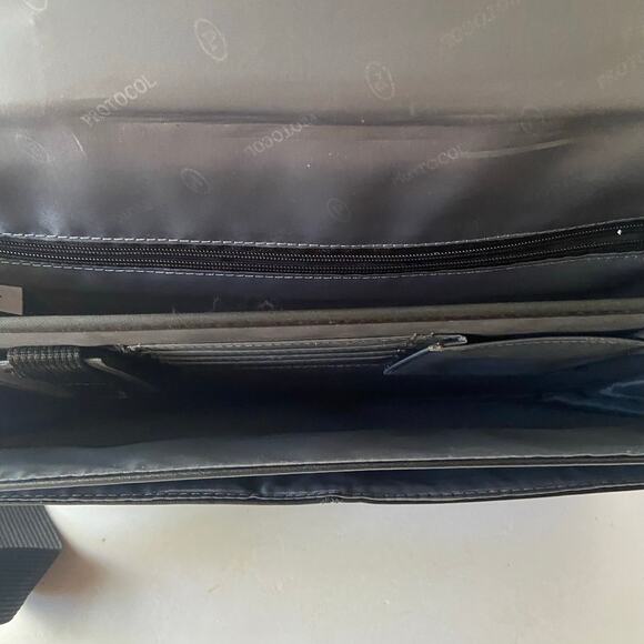 Protocol Leather Briefcase Messenger Bag Satchel Attaché Laptop Case Expandable - Picture 15 of 16